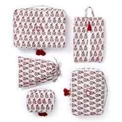 5 Piece Block Print Packing Cube Set | 3 -Grocery Store 5 piece block print packing cube set c 2