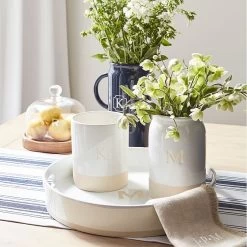 French Stripe Table Runner | 2 -Grocery Store acacia wood cloche c