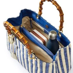 Bamboo Elisabetta Striped Raffia Handbag | 1 -Grocery Store bamboo elisabetta striped raffia handbag c 3