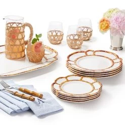 Bamboo Melamine Accent Plate, Set Of 4 | 1 -Grocery Store bamboo melamine serving tray 1 c