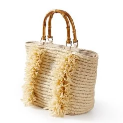 Bamboo Straw Fringe Beach Bag | 1 -Grocery Store bamboo straw fringe beach bag c 4