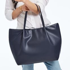 Bella Vegan Leather Ruched Tote | 3 -Grocery Store bella ruched tote 3 c