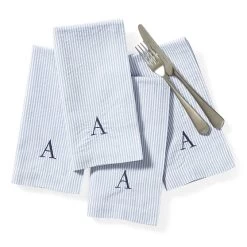 Blue Stripe Seersucker Dinner Napkins, Set Of 4 | 1 -Grocery Store blue stripe seersucker dinner napkins set of 4 c 1