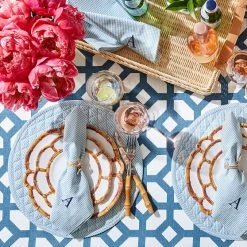 Blue Stripe Seersucker Dinner Napkins, Set Of 4 | 1 -Grocery Store blue stripe seersucker dinner napkins set of 4 c 2