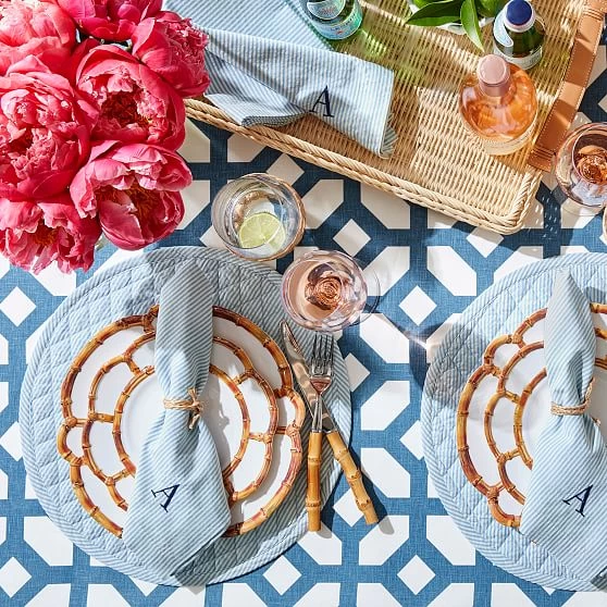 Blue Stripe Seersucker Placemats, Set Of 4 | 1 6 Blue Stripe Seersucker Placemats, Set Of 4 | 1 - Image 4