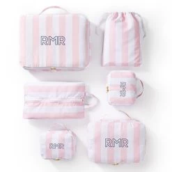 Cabana Stripe 6 Piece Packing Cube Set | 3 -Grocery Store cabana stripe 6 piece packing cube set c 3