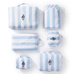 Cabana Stripe 6 Piece Packing Cube Set | 3 -Grocery Store cabana stripe 6 piece packing cube set c 6
