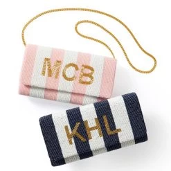 Cabana Stripe Beaded Foldover Crossbody Clutch | 2