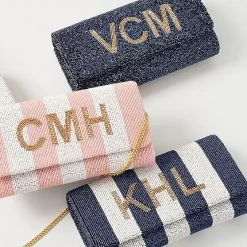 Cabana Stripe Beaded Foldover Crossbody Clutch | 2 -Grocery Store cabana stripe beaded foldover crossbody clutch c