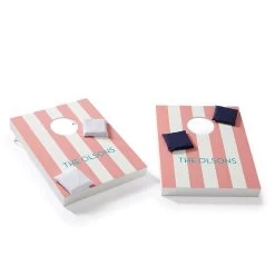 Cabana Stripe Portable Lacquer Bean Bag Toss | 2 -Grocery Store cabana stripe lacquered bean bag toss 1 c 1