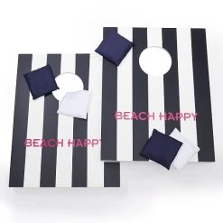 Cabana Stripe Portable Lacquer Bean Bag Toss | 2 -Grocery Store cabana stripe lacquered bean bag toss c 1