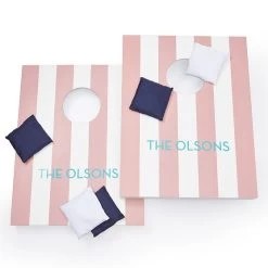 Cabana Stripe Portable Lacquer Bean Bag Toss | 2 -Grocery Store cabana stripe lacquered bean bag toss c