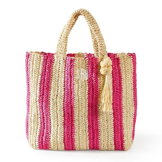 Cabana Stripe Straw Beach Tote | 3 6 Cabana Stripe Straw Beach Tote | 3 - Image 4