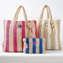 Cabana Stripe Straw Beach Tote | 3 21 Cabana Stripe Straw Beach Tote | 3 -Grocery Store cabana stripe straw pouch 3 c