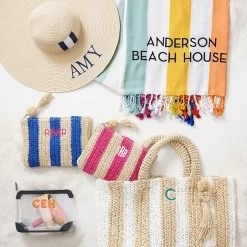 Cabana Stripe Straw Beach Tote | 3 22 Cabana Stripe Straw Beach Tote | 3 -Grocery Store cabana stripe straw pouch c