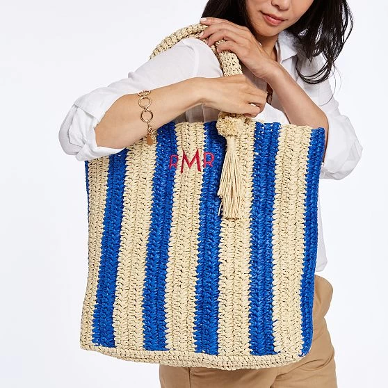 Cabana Stripe Straw Beach Tote | 3 8 Cabana Stripe Straw Beach Tote | 3 - Image 6