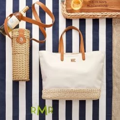 Wicker Insulated Wine Bag | 1 -Grocery Store cabana stripe waterproof beach mat c 1