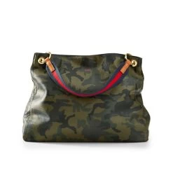 Camo Handbag With Red-Navy Twill Shoulder Strap Set | 1