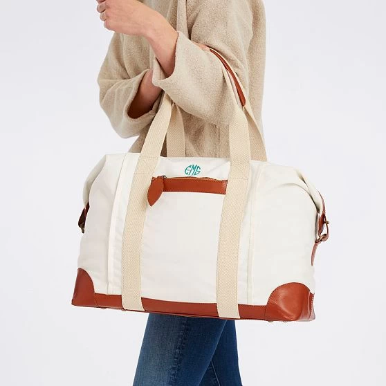 Canvas And Leather Weekender, Embroidered | 7 5 Canvas And Leather Weekender, Embroidered | 7 - Image 3
