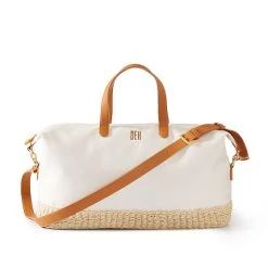 Canvas And Raffia Overnighter | 1 -Grocery Store canvas and raffia overnighter c 1