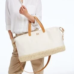 Canvas And Raffia Overnighter | 1