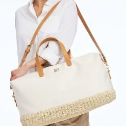 Canvas And Raffia Overnighter | 1 -Grocery Store canvas and raffia overnighter c 3