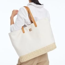 Canvas And Raffia Tote | 1