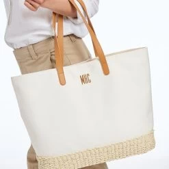 Canvas And Raffia Tote | 1 -Grocery Store canvas and raffia tote c 4