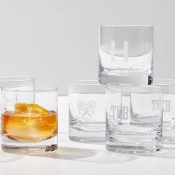 Wood And Marble Decanter Gift Set | 1 -Grocery Store classic double old fashioned glasses set of 4 c 4