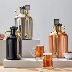 GrowlerWerks UKeg With Tap Handle | 4 -Grocery Store classic handblown beer mug set of 2 c