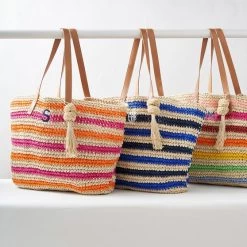 Colorful Stripe Straw Tote | 3