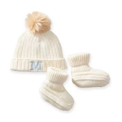 Cotton Cashmere Pom Pom Hat & Bootie Set | 9 -Grocery Store cotton cashmere pom pom hat bootie set 1 c