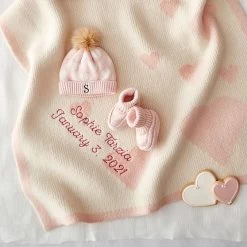 Cotton Cashmere Pom Pom Hat & Bootie Set | 9 -Grocery Store cotton cashmere pom pom hat bootie set c 2