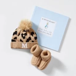 Cotton Cashmere Pom Pom Hat & Bootie Set | 9