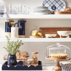 Scalloped Lacquer Serving Tray | 8 -Grocery Store dipped ceramic handle pitcher c