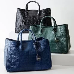 Elisabetta Croc Embossed Handbag | 3 -Grocery Store elisabetta croc embossed handbag c 3