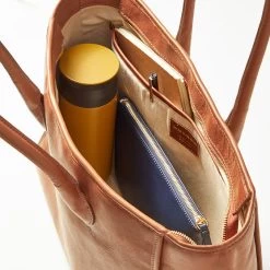 Elisabetta Leather Zip-Top Tote | 1 -Grocery Store elisabetta leather zip top tote c 2