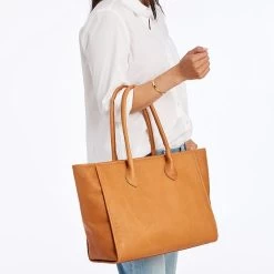 Elisabetta Leather Zip-Top Tote | 1 -Grocery Store elisabetta leather zip top tote c 3