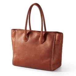 Elisabetta Leather Zip-Top Tote | 1 -Grocery Store elisabetta leather zip top tote c 6