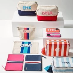 Lia Striped Pouch | 5 -Grocery Store embroidered canvas cosmetic pouch 1 c