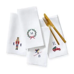 Embroidered Holiday Dinner Napkins, Set Of 4 | 3