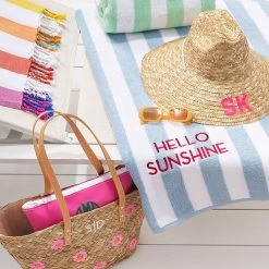 Embroidered Palm Leaf Tote And Raffia Pouch Set | 2 -Grocery Store embroidered palm leaf tote and raffia pouch set c 4