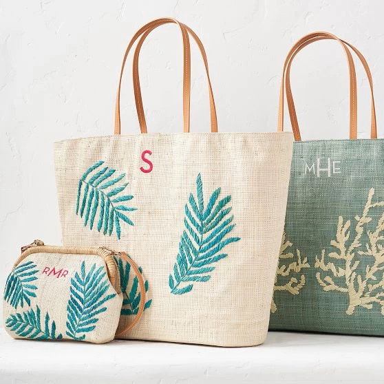 Embroidered Raffia Beach Tote | 2 3 Embroidered Raffia Beach Tote | 2