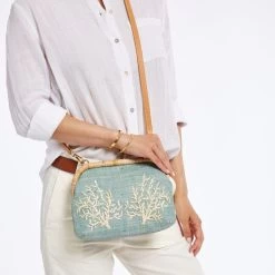 Embroidered Raffia Crossbody Bag | 3