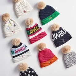 Colorful Pom Pom Hat | 2 -Grocery Store embroidered ski pom pom hat c