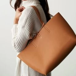 Fillmore Vegan Leather Tote | 5 -Grocery Store fillmore vegan leather tote foil debossed c