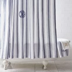 French Stripe Cotton Shower Curtain | 1