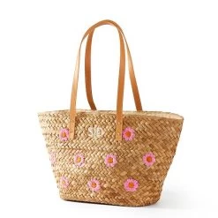 Hand Embroidered Palm Leaf Tote | 3 21 Hand Embroidered Palm Leaf Tote | 3 -Grocery Store hand embroidered palm leaf tote c 3