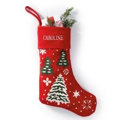 Hand Embroidered Wool Stocking | 2 -Grocery Store hand embroidered wool stocking 1 c