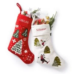 Hand Embroidered Wool Stocking | 2 -Grocery Store hand embroidered wool stocking c 1